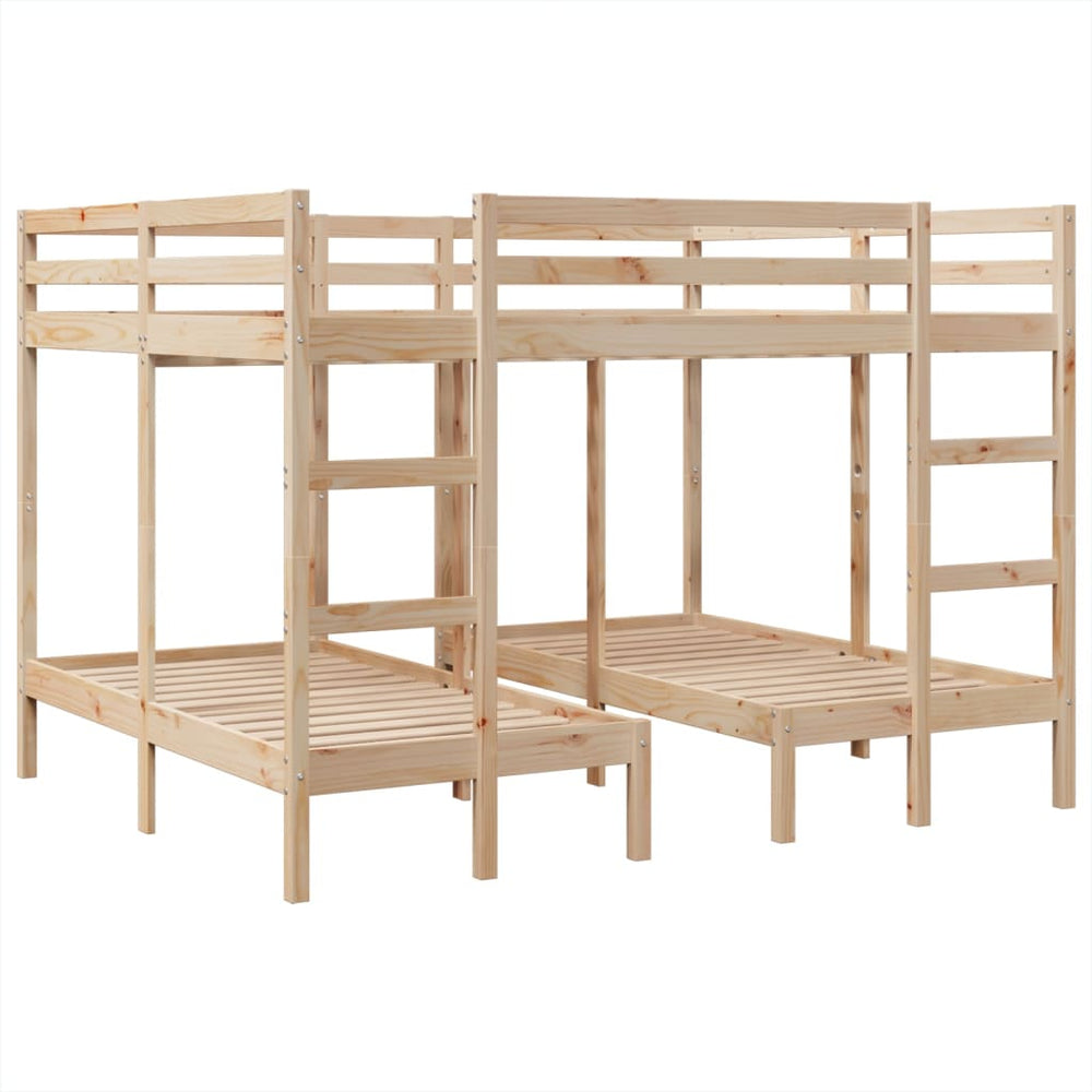 Dreifach-Etagenbett Kiefer Massivholz 160x200 & 80x160 cm