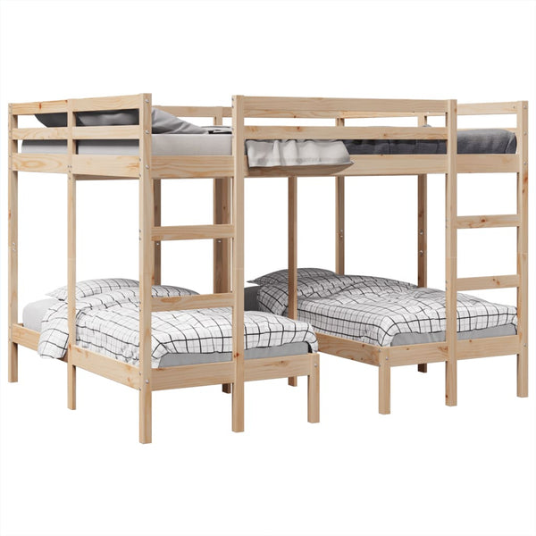 Dreifach-Etagenbett Kiefer Massivholz 160x200 & 80x160 cm