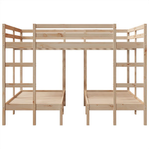 Dreifach-Etagenbett Kiefer Massivholz 160x200 & 80x160 cm