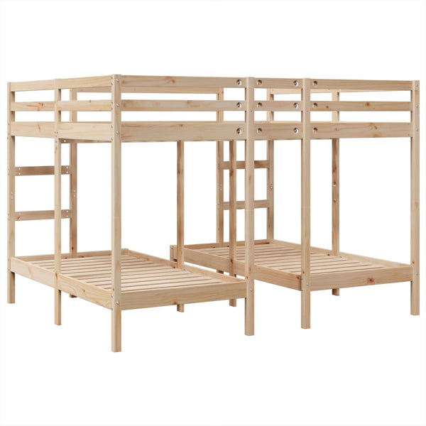 Dreifach-Etagenbett Kiefer Massivholz 160x200 & 80x160 cm