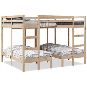 Dreifach-Etagenbett Kiefer Massivholz 160x200 & 80x160 cm