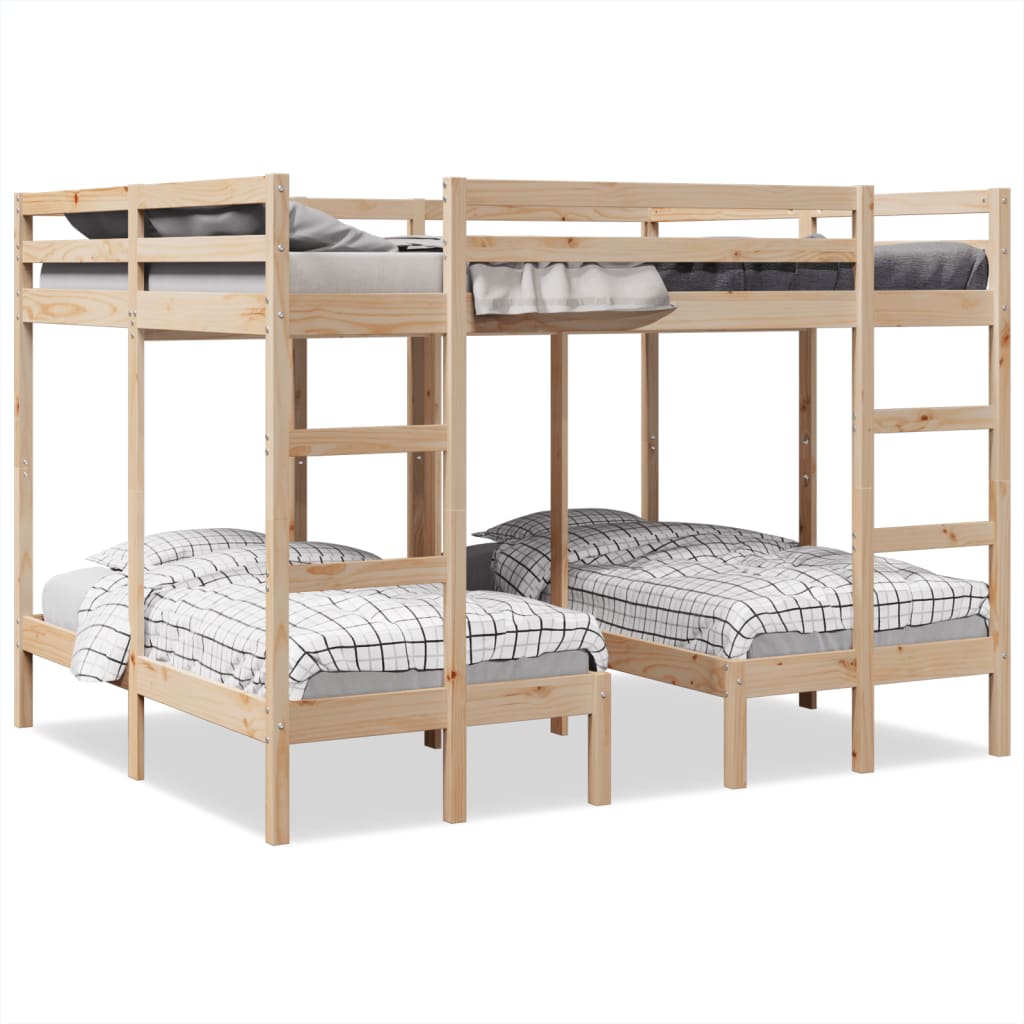 Dreifach-Etagenbett Kiefer Massivholz 160x200 & 80x160 cm