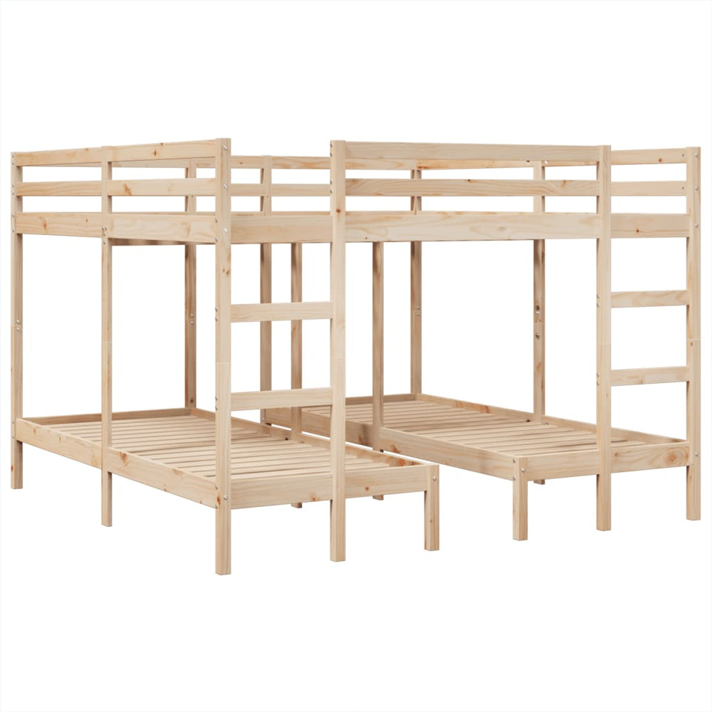 Dreifach Etagenbett Kiefer Massivholz 200x200/80x200 cm