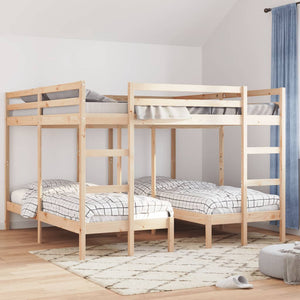 Dreifach Etagenbett Kiefer Massivholz 200x200/80x200 cm