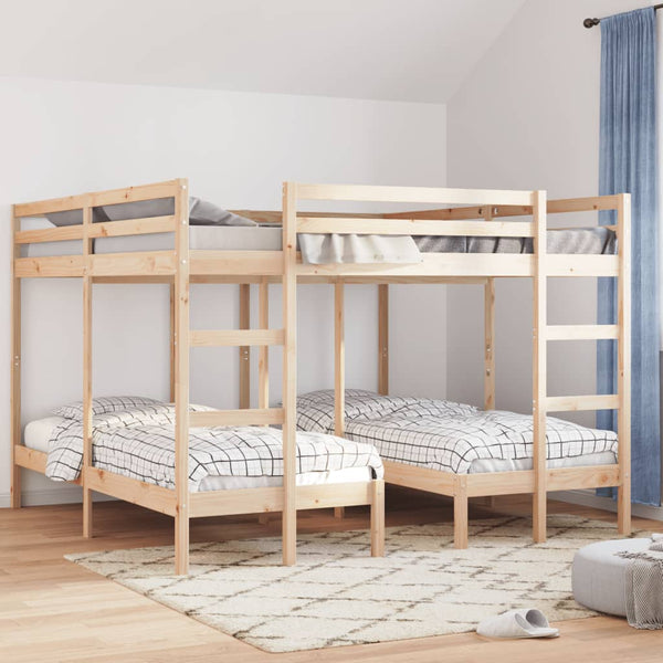 Dreifach Etagenbett Kiefer Massivholz 200x200/80x200 cm