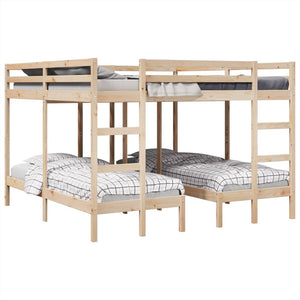 Dreifach Etagenbett Kiefer Massivholz 200x200/80x200 cm