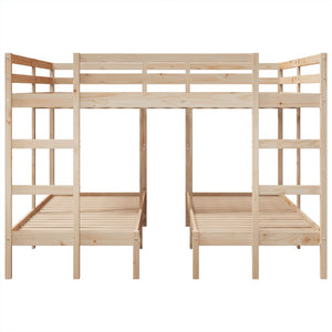 Dreifach Etagenbett Kiefer Massivholz 200x200/80x200 cm