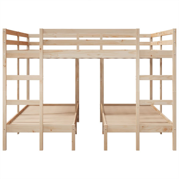 Dreifach Etagenbett Kiefer Massivholz 200x200/80x200 cm