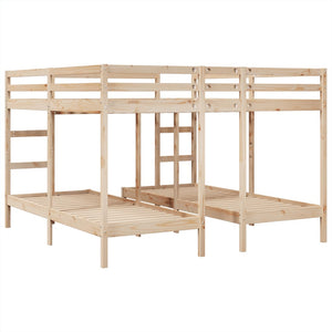 Dreifach Etagenbett Kiefer Massivholz 200x200/80x200 cm