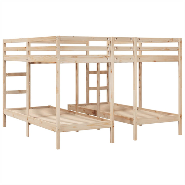 Dreifach Etagenbett Kiefer Massivholz 200x200/80x200 cm