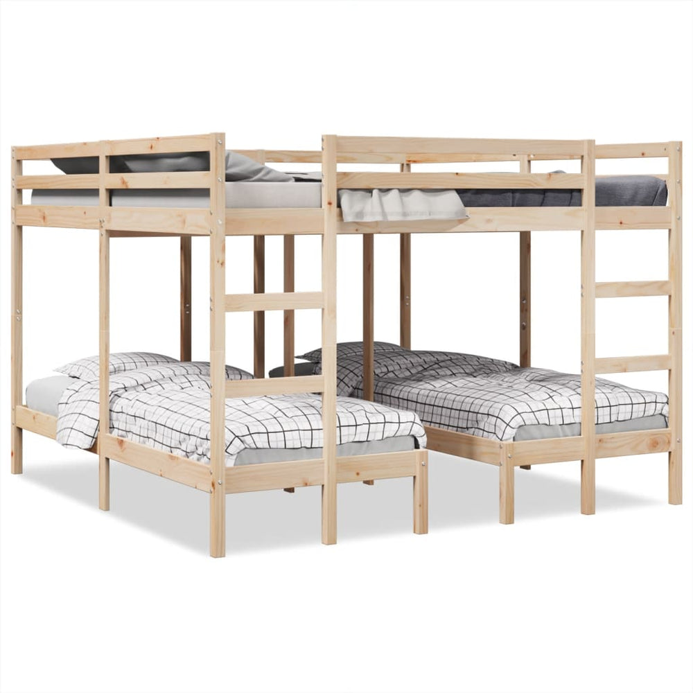 Dreifach Etagenbett Kiefer Massivholz 200x200/80x200 cm