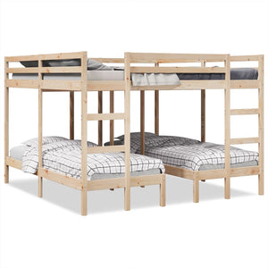 Dreifach Etagenbett Kiefer Massivholz 200x200/80x200 cm