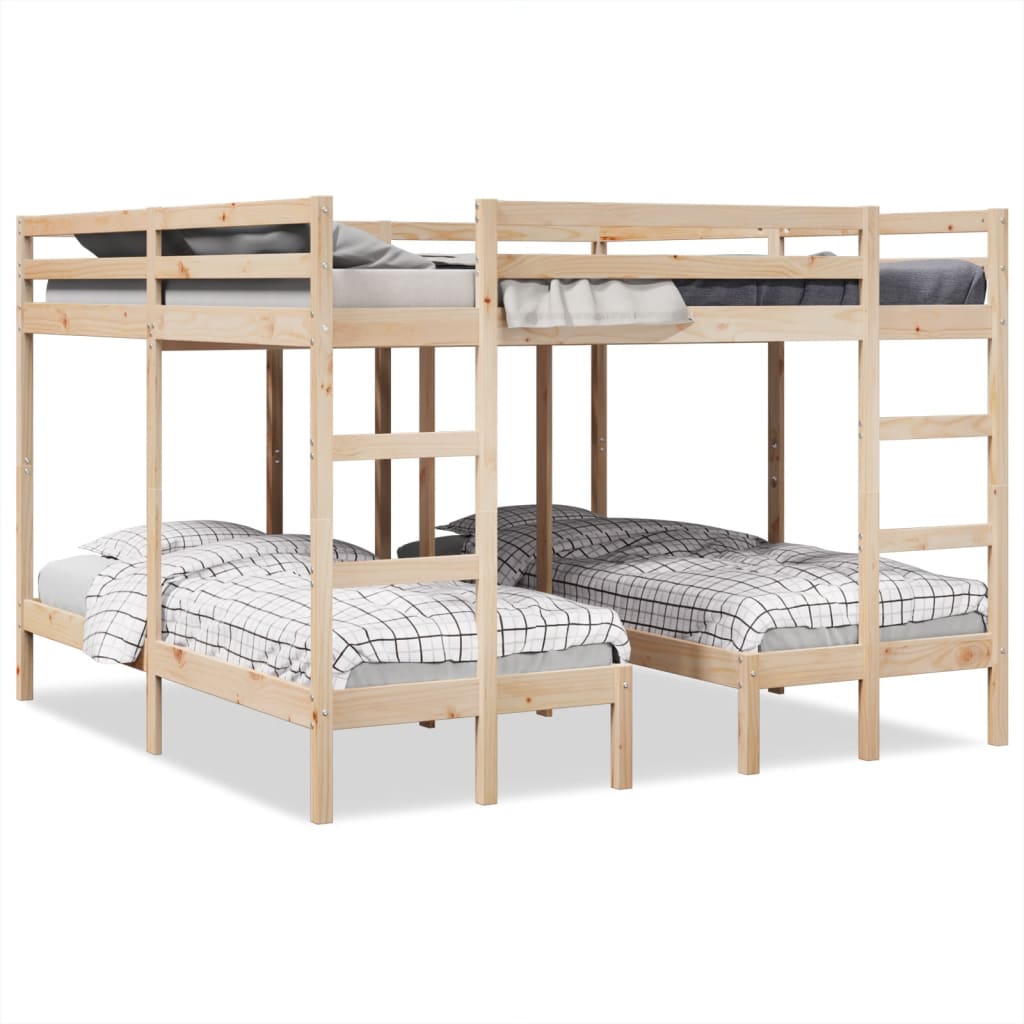 Dreifach Etagenbett Kiefer Massivholz 200x200/80x200 cm