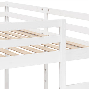 Dreifach Etagenbett 200x200/80x200 cm Kiefer Massivholz Weiß