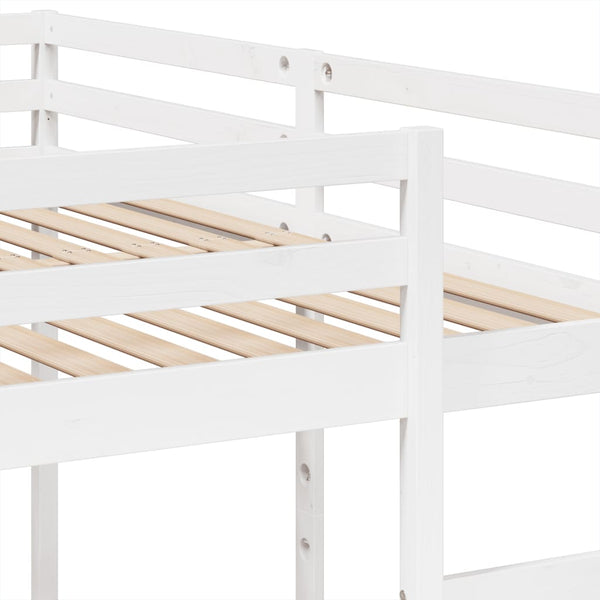 Dreifach Etagenbett 200x200/80x200 cm Kiefer Massivholz Weiß