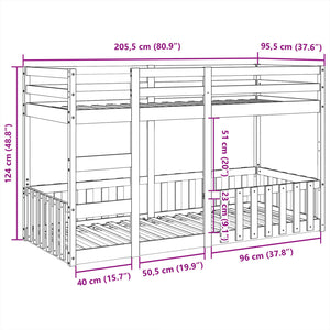 Etagenbett Kiefer 90x200 cm Massivholz