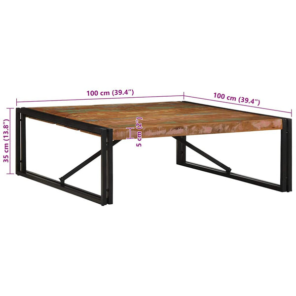 Mehrfarbiger Couchtisch Altholz 100x100 cm