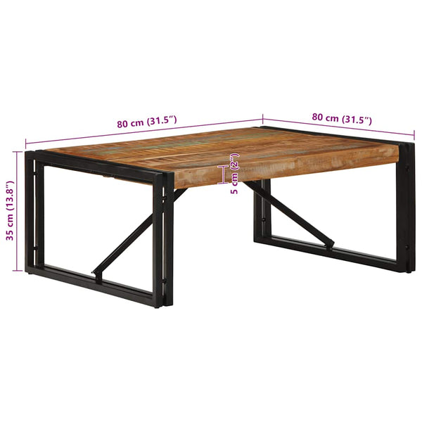 Mehrfarbiger Couchtisch Altholz 80x80 cm