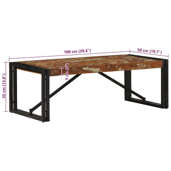 Mehrfarbiger Couchtisch Altholz 100x50 cm