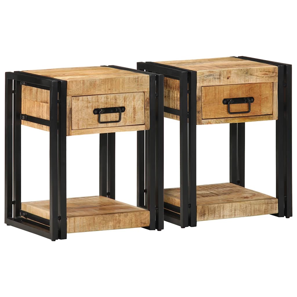 Nachttische 2er Set Mango Massivholz 40x35x50 cm