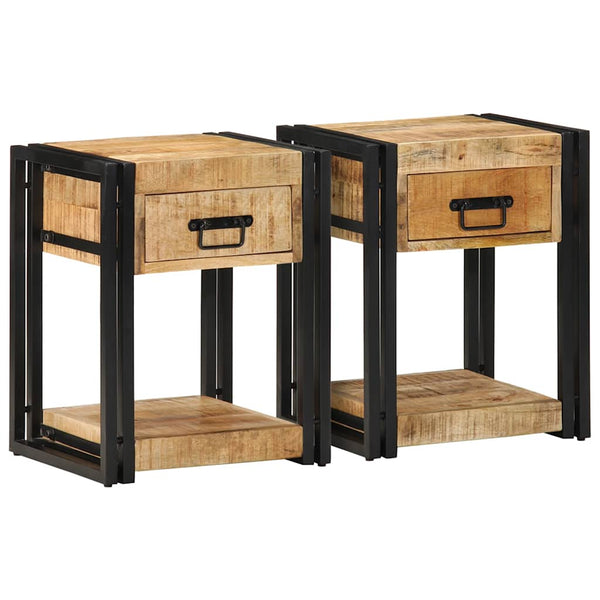 Nachttische 2er Set Mango Massivholz 40x35x50 cm