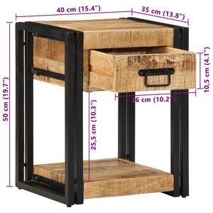 Nachttische 2er Set Mango Massivholz 40x35x50 cm