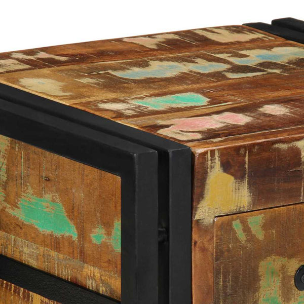 Massiver Nachttisch aus upgecyceltem Holz 40x35x50 cm