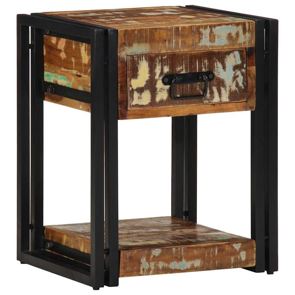 Massiver Nachttisch aus upgecyceltem Holz 40x35x50 cm