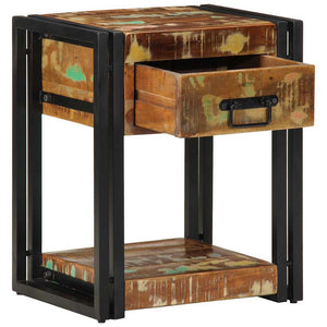 Massiver Nachttisch aus upgecyceltem Holz 40x35x50 cm