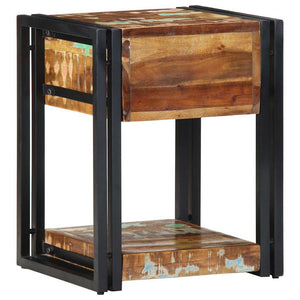 Massiver Nachttisch aus upgecyceltem Holz 40x35x50 cm