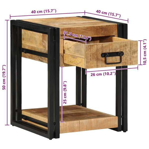Nachttisch Mango Massivholz 40x40x50 cm
