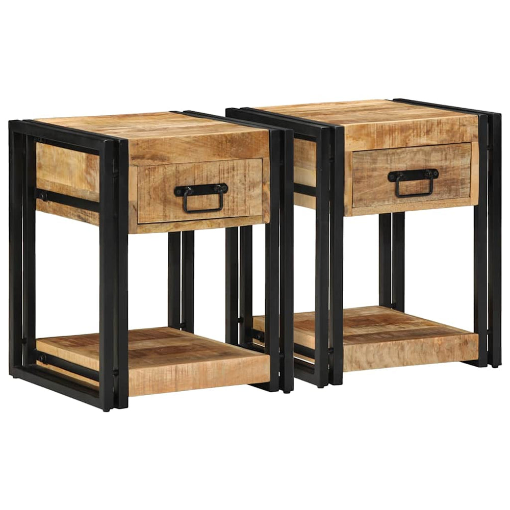 vidaXL Nightstands 2 pcs. 40x40x50 cm Rough Solid Mango Wood