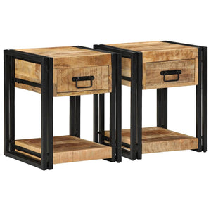 Nachttische 2er Set Mango Massivholz 40x40 cm