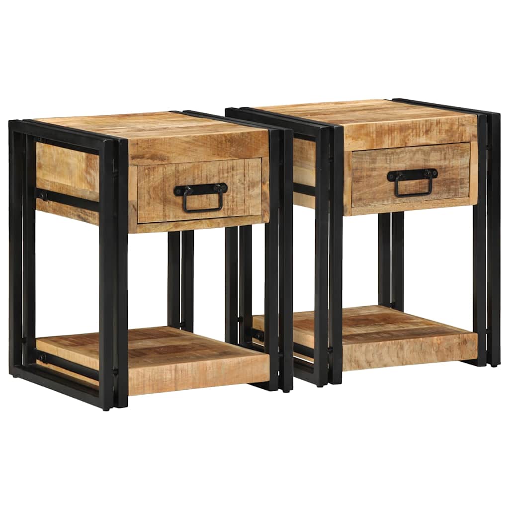 Nachttische 2er Set Mango Massivholz 40x40 cm