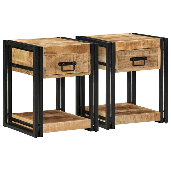 Nachttische 2er Set Mango Massivholz 40x40 cm