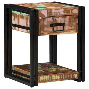 Massiver Nachttisch aus Recyclingholz 40x40x50 cm