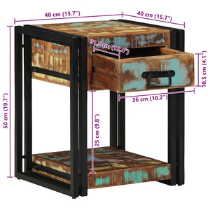 Massiver Nachttisch aus Recyclingholz 40x40x50 cm