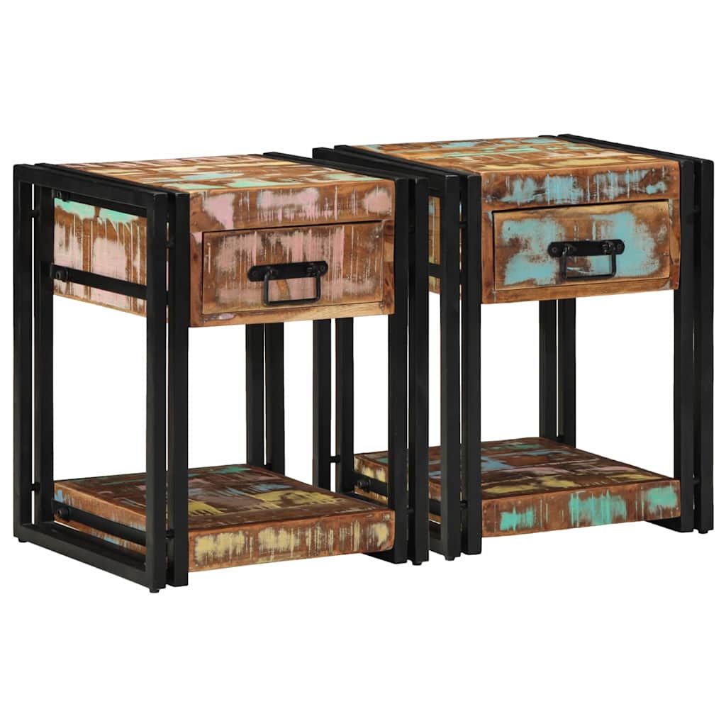 Nachttische 2er Set, Upgecyceltes Holz