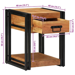 Nachttisch Braun Akazie Massivholz 40x40x50cm
