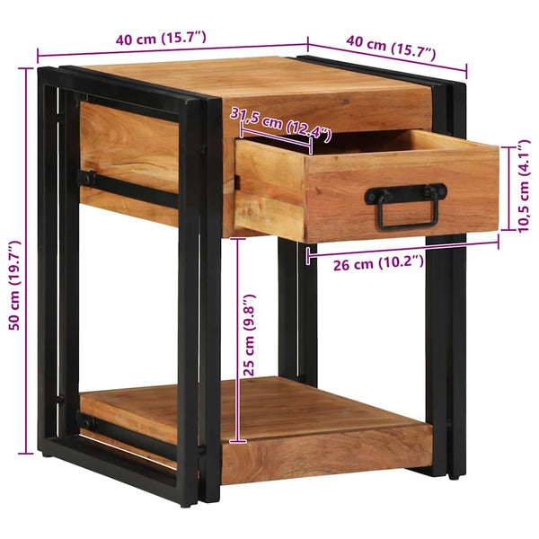 Nachttisch Braun Akazie Massivholz 40x40x50cm