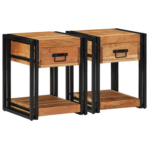 vidaXL Tables de chevet 2 pcs Marron 40 x 40 x 50 cm Bois d'acacia massif
