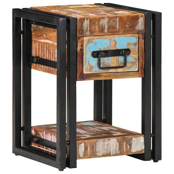 Massiver Nachttisch aus Recyclingholz 30x30x40 cm