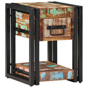 Massiver Nachttisch aus Recyclingholz 30x30x40 cm