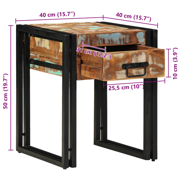 vidaXL Side Table 40 x 40 x 50 cm Solid Reclaimed Wood