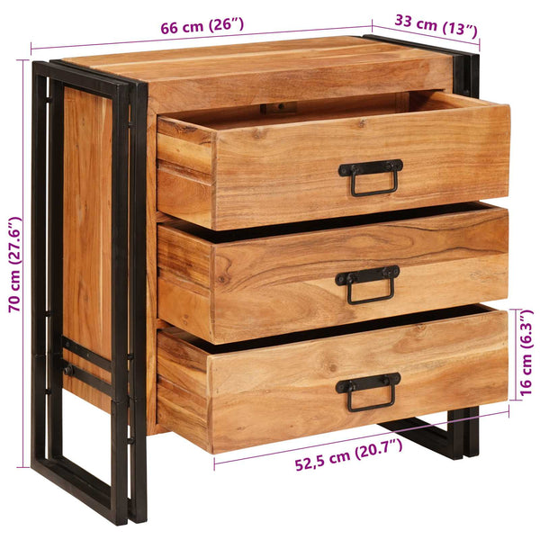Braunes Sideboard Akazie Massivholz 66x70 cm