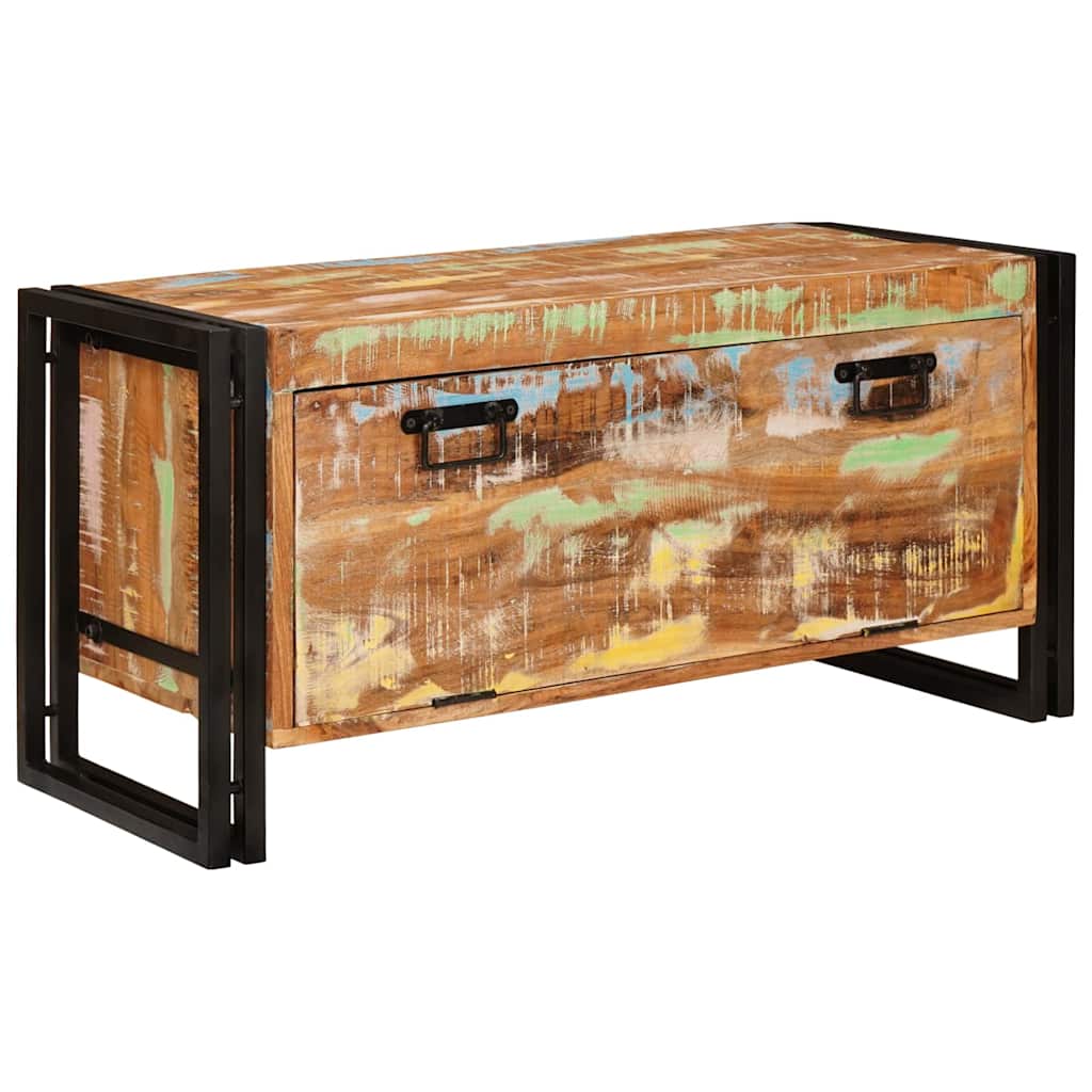 vidaXL Meuble à chaussures avec porte Marron 90 x 38 x 45 cm Bois de récupération massif