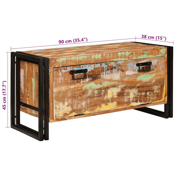 vidaXL Meuble à chaussures avec porte Marron 90 x 38 x 45 cm Bois de récupération massif