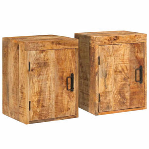 Nachttisch 2er Set Braun Mango Massivholz