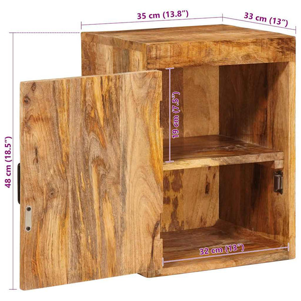 Nachttisch 2er Set Braun Mango Massivholz