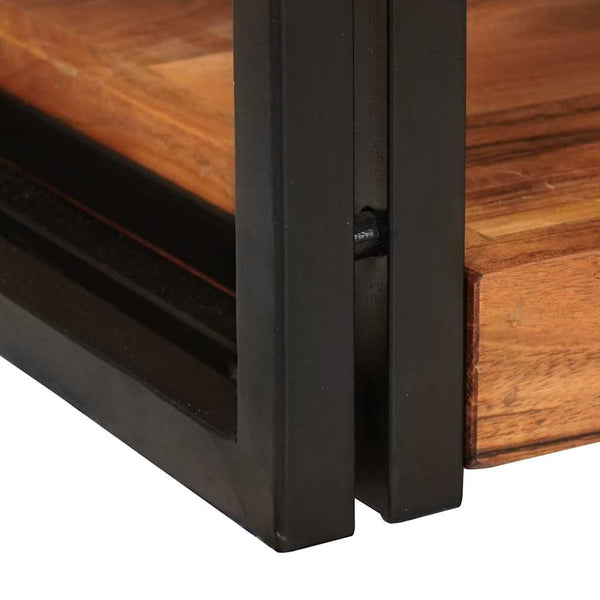 Massivholz Nachttisch Braun Schwarz 38x33x58 cm